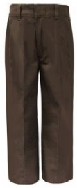 Husky Boys Flat Front Adjustable Large Waist Brown School Pants